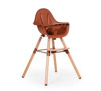 CHILDHOME, Seggiolino per Bambini/Ragazzi, Evolutive, da 6 Mesi, Regolabile in Altezza, Imbracatura 5 Punti, Numerosi Accessori, Compatibile con Sdraietta Evolu, Legno di Faggio, Evolu 2, Terracotta