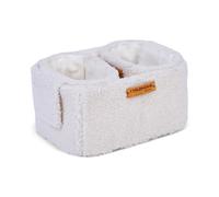 CHILDHOME, Set di 3 cestini fasciatoio,Cestino Portaoggetti, lettino, culla, 2 misure, da appendere, morbido tessuto Teddy Ecru