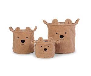 Childhome - Set di 3 cestini portaoggetti Teddy beige