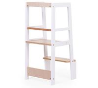 CHILDHOME, Torre di Observation Montessori, Torre di apprendimento per bambini, sicura, pedane 2 altezze, da 18 mesi fino a 100 kg, bianco naturale