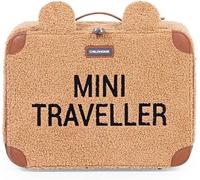 Childhome Valigia per bambini, Weekend, formato cabina, compatto, resistente, con manico per trasporto, etichetta nome, design, materiale morbido, mini viaggiatore, orsacchiotto marrone