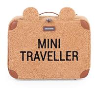 Childhome Valigia per bambini, Weekend, formato cabina, compatto, resistente, con manico per trasporto, etichetta nome, design, materiale morbido, mini viaggiatore, orsacchiotto marrone