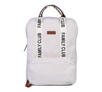 CHILDHOME Zaino Fasciatoio Family Bag - Grande Capacità 20,5L, Multifunzionale, Materassino Incluso, 11 Scomparti, Pochette Isotermica, Passaggio Trolley, Ganci Passeggino - Teddy White