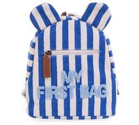 CHILDHOME, Zaino per Bambini, Scuola, Asilo Nido, Due Scomparti, Borsa per il Pranzo e Bottiglia, Idrorepellente, Gita, Scolastica, Mia prima borsa, My First Bag, Righe Blu