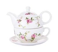 CHILDIKE - Set da tè per una persona, teiera e tazza, set da tè per uno, set da tè floreale, idea regalo per donne