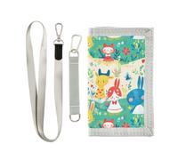 Childish Cartoon Animal Carino trifold portafoglio sottile regali per giovani fermasoldi minimalista con cordino, animale del fumetto infantile carino, 1 size