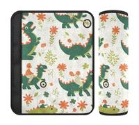 Childish Doodle verde Dino 2 Pack seggiolino auto Strap Covers, Rilascia lo stress al collo e alle spalle, copertura per cintura di sicurezza per auto SUV aereo 25,4 x 19,6 cm Protector para cinturón