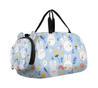 Childish Fun Cartoon Animals Bunny Piccola borsa da palestra con scomparto per scarpe multifunzionale durante la notte viaggio Weekender Tote per scuola pratica, sport, viaggi