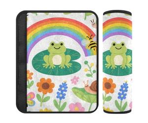 Childish Illustration Frog Butterfly Rainbow Flower Bee Colorful 2 Pack seggiolino auto Strap Covers Stop cintura di sicurezza taglio nel collo per berlina accessori para carro