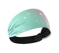Childish Neon Star Gradient Peach Green no slip Summer Fasce per le donne Elastiche larghe fasce per capelli da donna per basket lavaggio viso Allenamenti basket