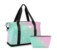 Childish Neon Star Gradient Peach Green Travel Weekender Gear Bag con tasca bagnata cinghia regolabile borsone palestra borsone per escursionismo impermeabile per uomini donne