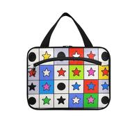 Childish Stars Scacchi Colorful Hanging Bag per Viaggi con Gancio Designer Custodia Portatile per articoli da toeletta Donne Viaggi Hotel bolso de viaje para Mujer, Stelle infantili a scacchi colorate