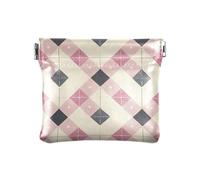 Childish Tartan Check Pattern Rosy Beige Texture Donne Portafoglio in Pelle Contanti Carino Mini Portamonete Borse per le Donne