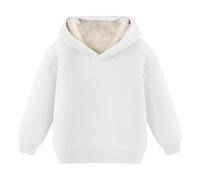 Children Autumn Winter Solid Pullover Tops a maniche lunghe con cappuccio e felpa in pile da ragazza, bianco, 4-5 Jahre