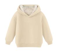 Children Autumn Winter Solid Pullover Tops a maniche lunghe, felpa con cappuccio, colore nero, beige., 4-5 Jahre