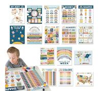 Children English Posters, Educational Language Charts, Preschool Learning Tool, Colorful Teaching Aids, Visual Learning Material (16X Set, Multicolor), for Home School Kids