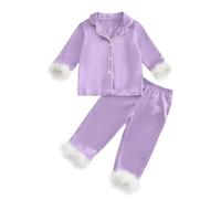 Children Kids Christmas Solid Family Clothes - Set di pantaloni a maniche lunghe, Lilla, 14 anni