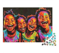 Children Laughing Joy 1000 Pezzi Puzzle Divertente Decorazione Per La Casa Four Smiling Kids in Pop Art Style Puzzle Stimolare La Creatività Per Regali 70x50cm/1000pcs