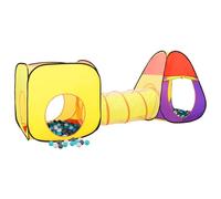Children Play Tent with 250 Balls - Multicolor 3 in 1 Pop Up Playhouse with Pyramid Tent, Cube Tent & Tunnel for Indoor Toddler Games, Durable Polyester with Carry Bag for Home Playroom Activities