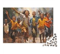 Children Running Joy Puzzle for Adults Educational: Happy Kids Jumping Together 1000 Pieces Suitable for Decompression 70x50cm/1000pcs