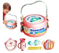 Children’s Drum Percussion Instrument, Safe Kids Drum Set 6 Pieces, Multifunctional Preschool Musical Girls Early Learning
