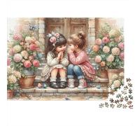 Children Sharing Secrets 1000 Pezzi Cartone Opaco Two Girls Chat Puzzle Per Adolescenti Incastro Preciso Serata Giochi Regalo Compleanno 38x26cm/1000pcs