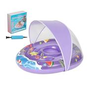 Children Swim Ring - Anti Tip Inflatable Buoyancy, Float with Canopy Sun Protection Design Safe Support Water Trainer for Kids Age 0-3 Pool Inner Tube for Beach Party Summer Lake River Outdoor Play