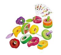 Children's Educational Teaching Tabletop Game Fruit Skewers Worm Wooden Lacing Stringing Toy Fruits Beads Toys Toddler Beaded Cornice conteggio (Giallo)