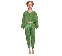 Children's Glitter Pants - Pantaloni da Jazz per Bambini con Stampa Leopardata E Paillettes Pantaloni A Gamba Dritta (Green 17-18Years)