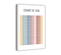Childrens Hundreds Chart with ABCs Canvas Poster Math Wall Art for Classroom Playroom Learning Decor(Unframed,12x18inch(30x45cm))