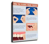 Childrens Oral Care Poster Brushing and Flossing Steps Educational Chart for Bathroom Wall and Healthy Habits(Unframed,08x12inch(20x30cm))
