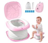 Children's Potty, Vasino Portatile per Bambini Da Viaggio, Vasino Bambini, Foldable Toilette Pieghevole Da Viaggio, Wc Pieghevole per Bambini per Ragazzi E Ragazze Adatto Da 0 a 8 Anni, rosa