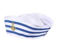 Children's Sailor Hat - Blue Trim Captain Costume Cap for Boys & Girls | White Nautical Dress-Up Hat for Themed Parties, Playwear, Marine Role Play | Perfect Accessory for Kids' Navy Uniform Look