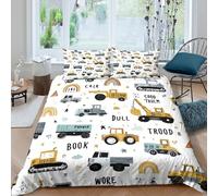 Childrens TrucksSet Di Copripiumino ultra microfibra 3 Pezzi stampa 3D con cerniera Cartoon Construction copripiumino con federa soffice ultra morbido e traspirante for bambini Double（200x200cm）