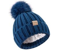 Children's Winter Warm Pompom Hat Fleece Lined Knit Beanie for Kids Aged 3-18, Boys And Girls
