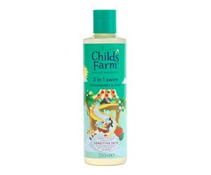 Childs Farm Gel doccia, shampoo e balsamo per bambini, 3 in 1, senza lacrime, adatto per pelli secche e sensibili, 250 ml