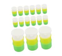 CHILDWEET 15 Set Bicchiere per Somministrazione Farmaci in Plastica Spessa con Coperchio a Tre Colori per Assunzione Mattina, Pranzo e Notte