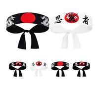CHILDWEET 6 Pezzi Fascia per Chioma Ninja Giapponese Leggero, Fascia da Karate e Chef Sushi, Accessori Costume Samurai Uomo Donna per Travestimenti e Allenamento Karate