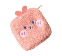 CHILDWEET Borsa da Toilette Rosa in Peluche Cerniera, Porta Accessori da Bagno e Assorbenti, Design Cartone Animato Compatto per Ragazze e Uso Indoor