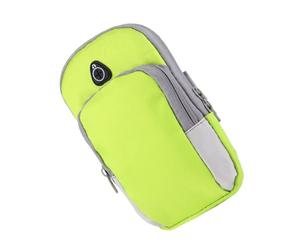 CHILDWEET Borsa Sportiva da Braccio Verde Strisce Riflettenti, Texture Antiscivolo e Design Traspirante per Corsa, Fitness e Arrampicata, Porta Telefono Grande e Comodo per Esercizi