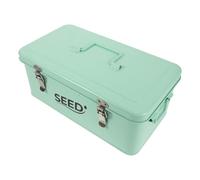 CHILDWEET Scatola Porta Semi per Giardinaggio in Ferro con Coperchio a Ribalta, Manico e Chiusura con Serratura, Resistente e Comodo Utilizzo, Dimensioni 33,5x18,5x12,5cm