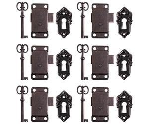 CHILDWEET Serrature per Mobili Antichi Set da 6 Pezzi in Bronzo Rosso Finitura Anticorrosione per Mobili Vintage e Armadi Chiave