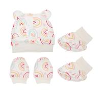 CHILDWEET Set 1 Cappello Ragazzo Ragazza in Cotone Guanti Anti-graffio e Copri Piedi Traspiranti per Inverno Freddo per Ragazzo Ragazza