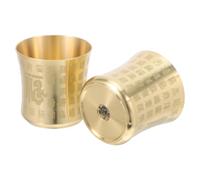 CHILDWEET Set 2 Tazze da Tè Retrò Cinesi in Ottone Dorato senza Manico Tazze da Sakè e Ciotole da Meditazione per Altare Decorazione Tradizionale Orientale per Cerimonie e Uso Domestico