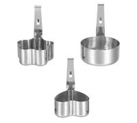 CHILDWEET Set 3 Pezzi Stampi per Uova in Acciaio Inossidabile a Forma di Cuore, Fiore e Rotonda, Accessori per Cucina per Preparare Uova in Camicia a Casa