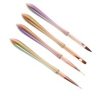 CHILDWEET Set 4 Pennelli per Nail Art per Principianti e Professionisti Punte Resistenti in Metallo e Filo di Poliestere, Portatile per Disegno Unghie DIY e On The Go