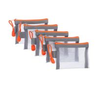 CHILDWEET Set 5 Pezzi Borsa per Trucchi in Rete Resistente Cerniera, Portatile per Viaggio e Ufficio, Mini Borse Cosmetiche da Viaggio Pratiche e Compatte