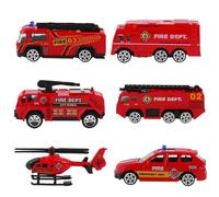 CHILDWEET Set 6 Pezzi Camion dei Pompieri in Lega Controllo Inerziale, Giocattoli di Simulazione Auto Sicuri e Resistenti, Regalo e Giochi di Ruolo Vigili del Fuoco Stile Stile Casuale