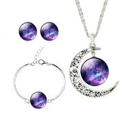 CHILDWEET Set Gioielli Collana Orecchini Bracciale 3 Pezzi Lega Vetro Donna | Feste Serali e Compleanni, Aspetto Elegante e Nobile, Colore che Non Sbiadisce Facilmente