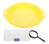 CHILDWEET Setaccio la Ricerca Dell’oro con Lente D’ingrandimento, Padella a Maglie Larghe in Plastica, Bacinella di Setacciatura Portatile per Attività All’aperto e Giochi da Spiaggia